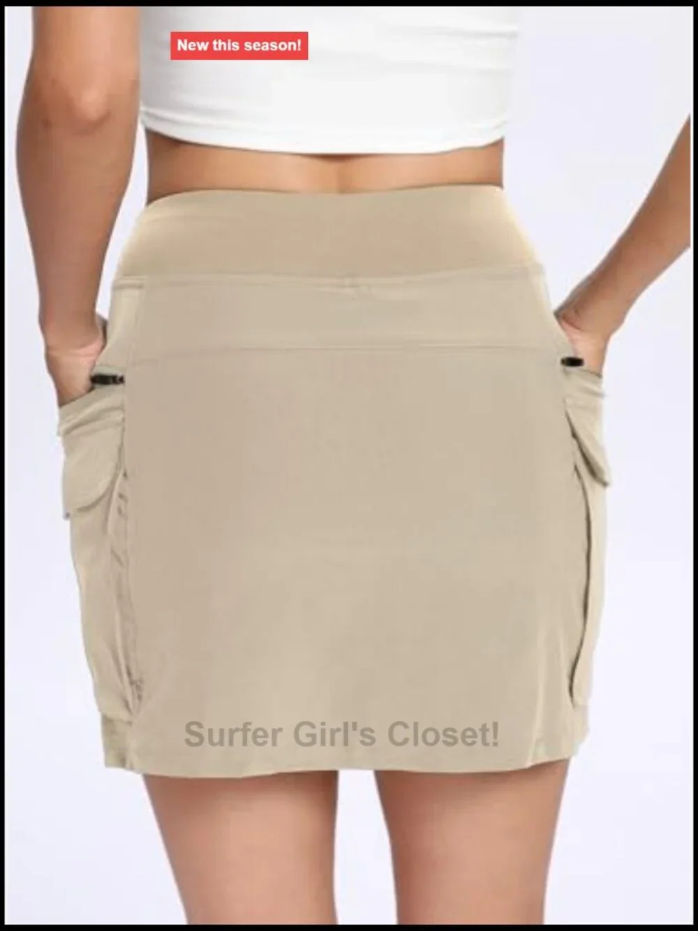 Mini Cargo Skort with Zipper Pockets High Waisted Athletic Skirt